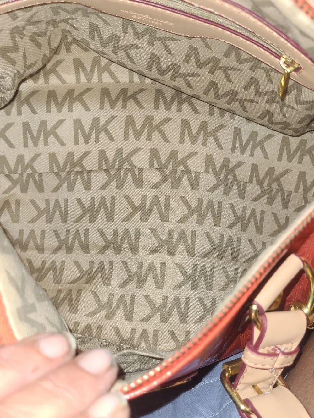 Rehab Bag Michael Kors Orange/redish Patent Satchel with Yellow Trim and Gold